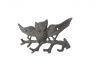 Cast Iron Flying Owl Landing on a Tree Branch Decorative Metal Wall Hooks 7.5 - 5