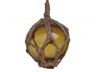 Amber Japanese Glass Ball Fishing Float With Brown Netting Decoration 3 - 5