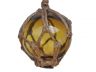 Amber Japanese Glass Ball Fishing Float With Brown Netting Decoration 3 - 4