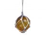 Amber Japanese Glass Ball Fishing Float With White Netting Decoration 3 - 3