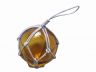 Amber Japanese Glass Ball Fishing Float With White Netting Decoration 3 - 5