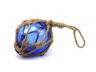 Blue Japanese Glass Ball Fishing Float With Brown Netting Decoration 3 - 1
