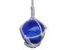 Blue Japanese Glass Ball Fishing Float With White Netting Decoration 2 - 2