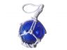 Blue Japanese Glass Ball Fishing Float With White Netting Decoration 2 - 3