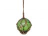 Green Japanese Glass Ball Fishing Float With Brown Netting Decoration 3 - 6