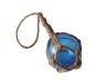 Light Blue Japanese Glass Ball Fishing Float With Brown Netting Decoration 2 - 4