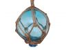 Light Blue Japanese Glass Ball Fishing Float With Brown Netting Decoration 3 - 3