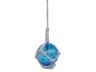 Light Blue Japanese Glass Ball With White Netting Christmas Ornament 2 - 3