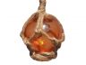 Orange Japanese Glass Ball Fishing Float With Brown Netting Decoration 2 - 5
