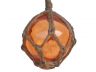 Orange Japanese Glass Ball Fishing Float With Brown Netting Decoration 3 - 3
