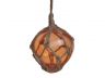 Orange Japanese Glass Ball Fishing Float With Brown Netting Decoration 3 - 4