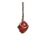 Red Japanese Glass Ball With Brown Netting Christmas Ornament 2 - 5