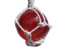 Red Japanese Glass Ball Fishing Float With White Netting Decoration 2 - 2
