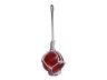 Red Japanese Glass Ball Fishing Float With White Netting Decoration 2 - 3