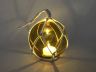 LED Lighted Amber Japanese Glass Ball Fishing Float with White Netting Christmas Tree Ornament 3 - 9