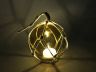 LED Lighted Amber Japanese Glass Ball Fishing Float with White Netting Christmas Tree Ornament 4 - 9