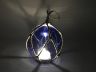 LED Lighted Dark Blue Japanese Glass Ball Fishing Float with Brown Netting Christmas Tree Ornament 4 - 9