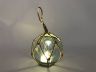 LED Lighted Light Blue Japanese Glass Ball Fishing Float with Brown Netting Christmas Tree Ornament 3 - 5