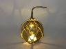 LED Lighted Amber Japanese Glass Ball Fishing Float with Brown Netting Christmas Tree Ornament 3 - 5