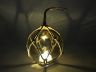 LED Lighted Amber Japanese Glass Ball Fishing Float with Brown Netting Decoration 4 - 5