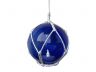 LED Lighted Dark Blue Japanese Glass Ball Fishing Float with White Netting Christmas Tree Ornament 3 - 4
