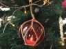 LED Lighted Red Japanese Glass Ball Fishing Float with Brown Netting Christmas Tree Ornament 4 - 5