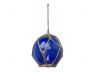 LED Lighted Dark Blue Japanese Glass Ball Fishing Float with Brown Netting Christmas Tree Ornament 4 - 1