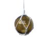 LED Lighted Amber Japanese Glass Ball Fishing Float with White Netting Christmas Tree Ornament 3 - 5