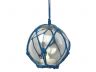 LED Lighted Clear Japanese Glass Ball Fishing Float with Blue Netting Christmas Tree Ornament 4 - 9