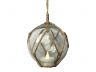 LED Lighted Clear Japanese Glass Ball Fishing Float with Brown Netting Christmas Tree Ornament 3 - 6