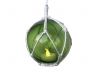 LED Lighted Green Japanese Glass Ball Fishing Float with White Netting Christmas Tree Ornament 4 - 7