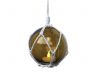 LED Lighted Amber Japanese Glass Ball Fishing Float with White Netting Christmas Tree Ornament 4 - 6