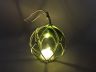 LED Lighted Green Japanese Glass Ball Fishing Float with White Netting Decoration 4 - 5