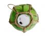 LED Lighted Green Japanese Glass Ball Fishing Float with Brown Netting Decoration 4 - 5