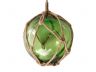 LED Lighted Green Japanese Glass Ball Fishing Float with Brown Netting Christmas Tree Ornament 4 - 10