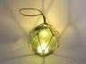 LED Lighted Green Japanese Glass Ball Fishing Float with Brown Netting Decoration 4 - 10