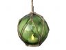 LED Lighted Green Japanese Glass Ball Fishing Float with Brown Netting Decoration 4 - 2