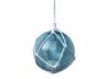 LED Lighted Light Blue Japanese Glass Ball Fishing Float with White Netting Christmas Tree Ornament 4 - 8