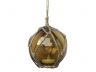 LED Lighted Amber Japanese Glass Ball Fishing Float with Brown Netting Christmas Tree Ornament 3 - 1