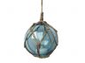 LED Lighted Light blue Japanese Glass Ball Fishing Float with Brown Netting Christmas Tree Ornament 4 - 1