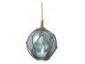 LED Lighted Light Blue Japanese Glass Ball Fishing Float with Brown Netting Christmas Tree Ornament 3 - 8
