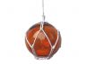 LED Lighted Orange Japanese Glass Ball Fishing Float with White Netting Christmas Tree Ornament 4 - 4
