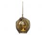 LED Lighted Amber Japanese Glass Ball Fishing Float with Brown Netting Christmas Tree Ornament 3 - 7