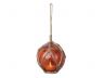 LED Lighted Orange Japanese Glass Ball Fishing Float with Brown Netting Christmas Tree Ornament 4 - 6