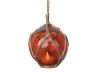 LED Lighted Orange Japanese Glass Ball Fishing Float with Brown Netting Christmas Tree Ornament 4 - 7