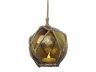 LED Lighted Amber Japanese Glass Ball Fishing Float with Brown Netting Christmas Tree Ornament 3 - 6