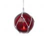 LED Lighted Red Japanese Glass Ball Fishing Float with White Netting Decoration 4 - 6