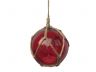 LED Lighted Red Japanese Glass Ball Fishing Float with Brown Netting Christmas Tree Ornament 4 - 3