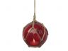 LED Lighted Red Japanese Glass Ball Fishing Float with Brown Netting Christmas Tree Ornament 4 - 6