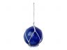 LED Lighted Dark Blue Japanese Glass Ball Fishing Float with White Netting Christmas Tree Ornament 3 - 7